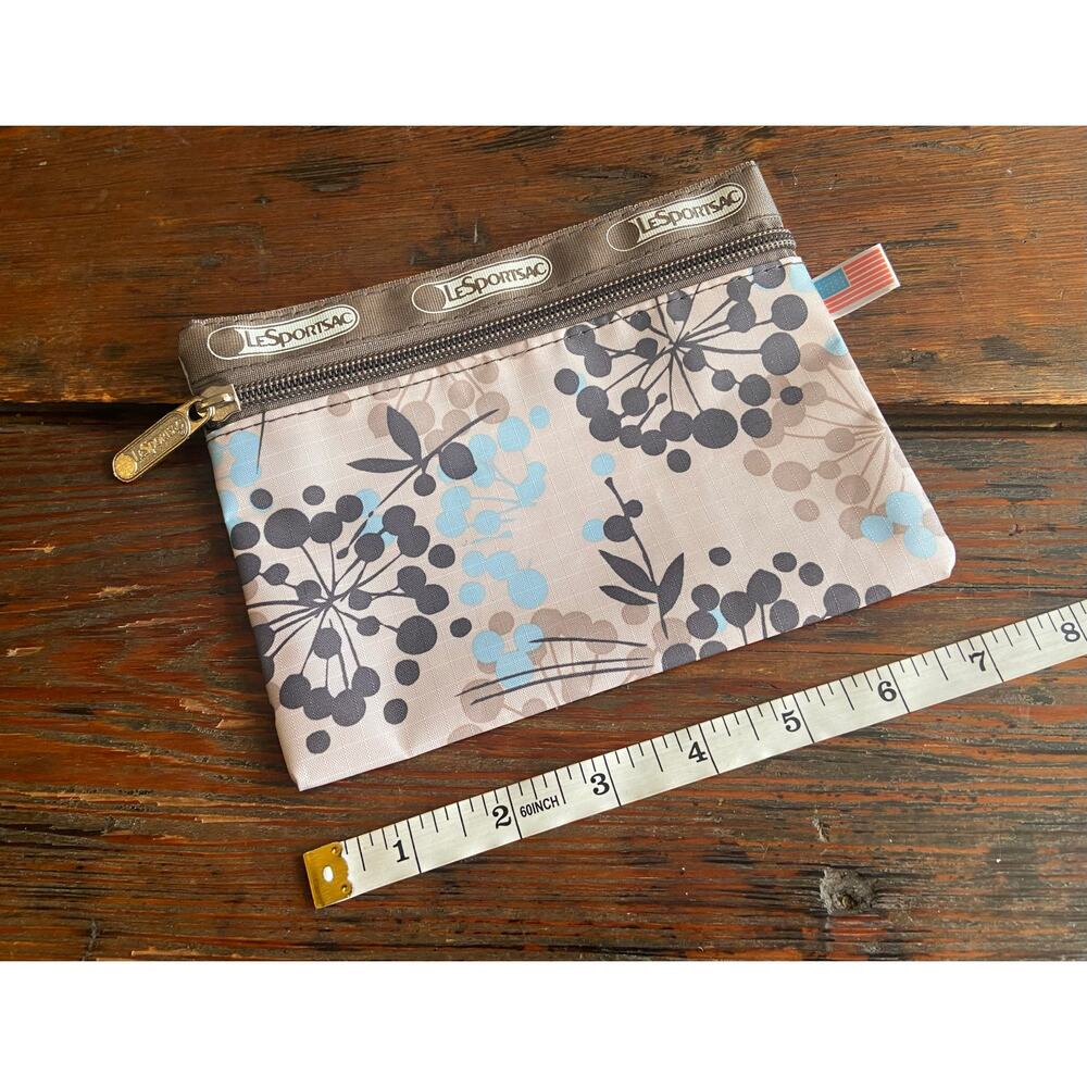 LESPORTSAC Gray/Beige Floral Zip Pouch - Picture 5 of 6